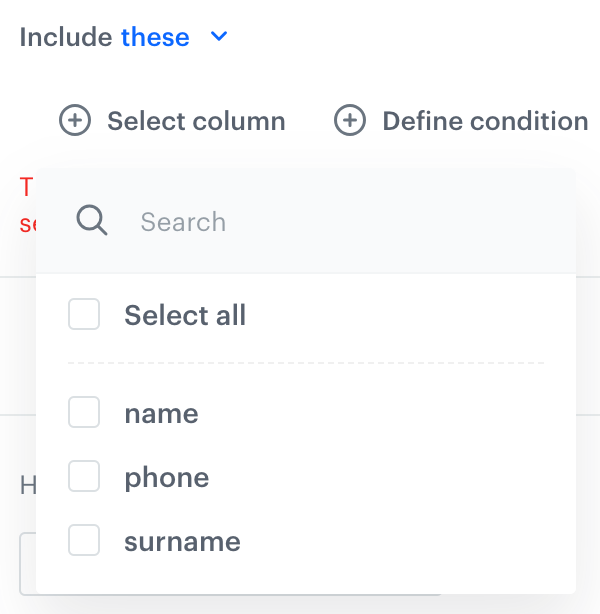 Select column option