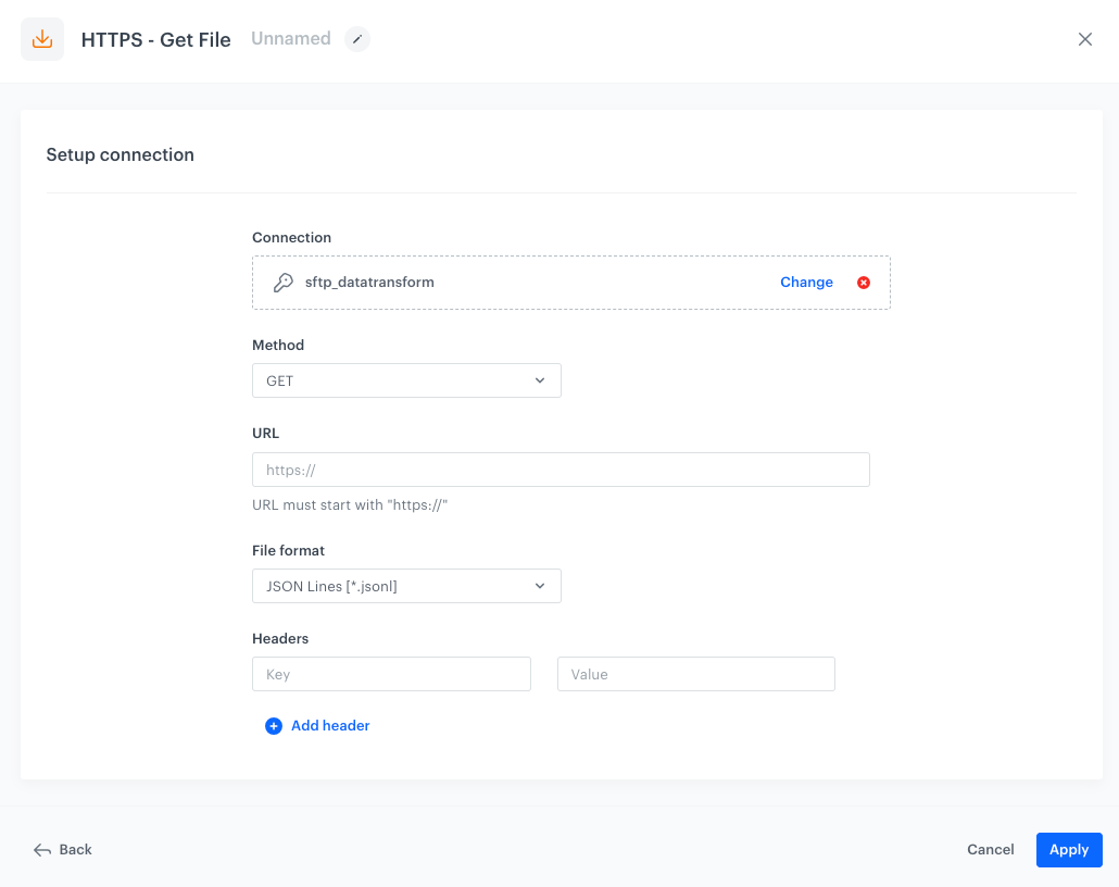 A blank form for the HTTP Get File node