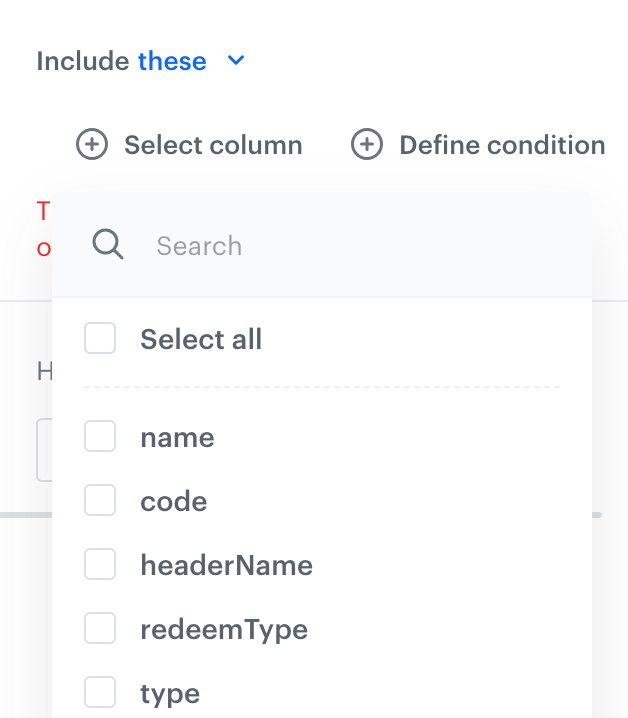 Select column option