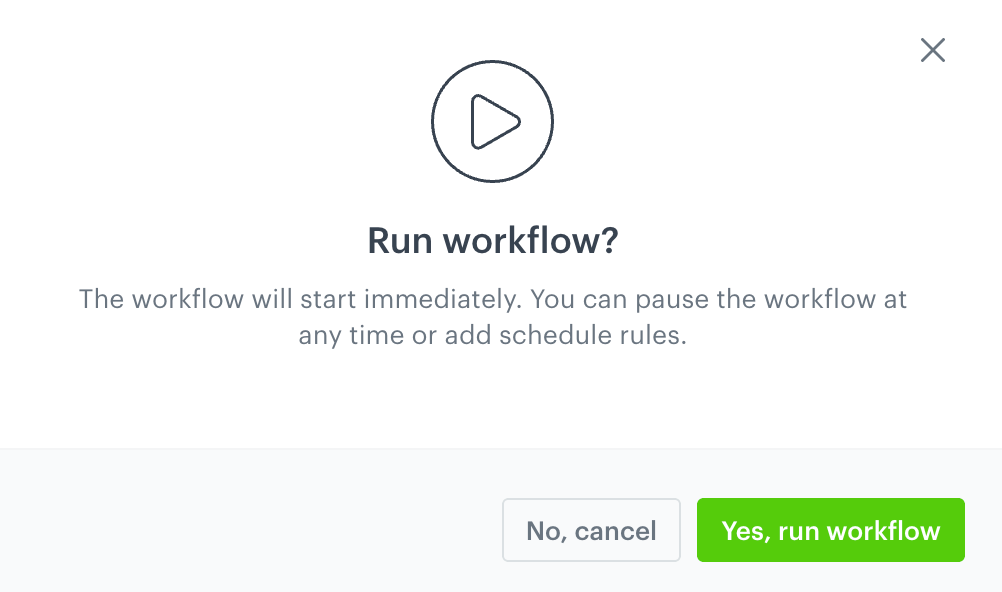 A confirmation pop-up