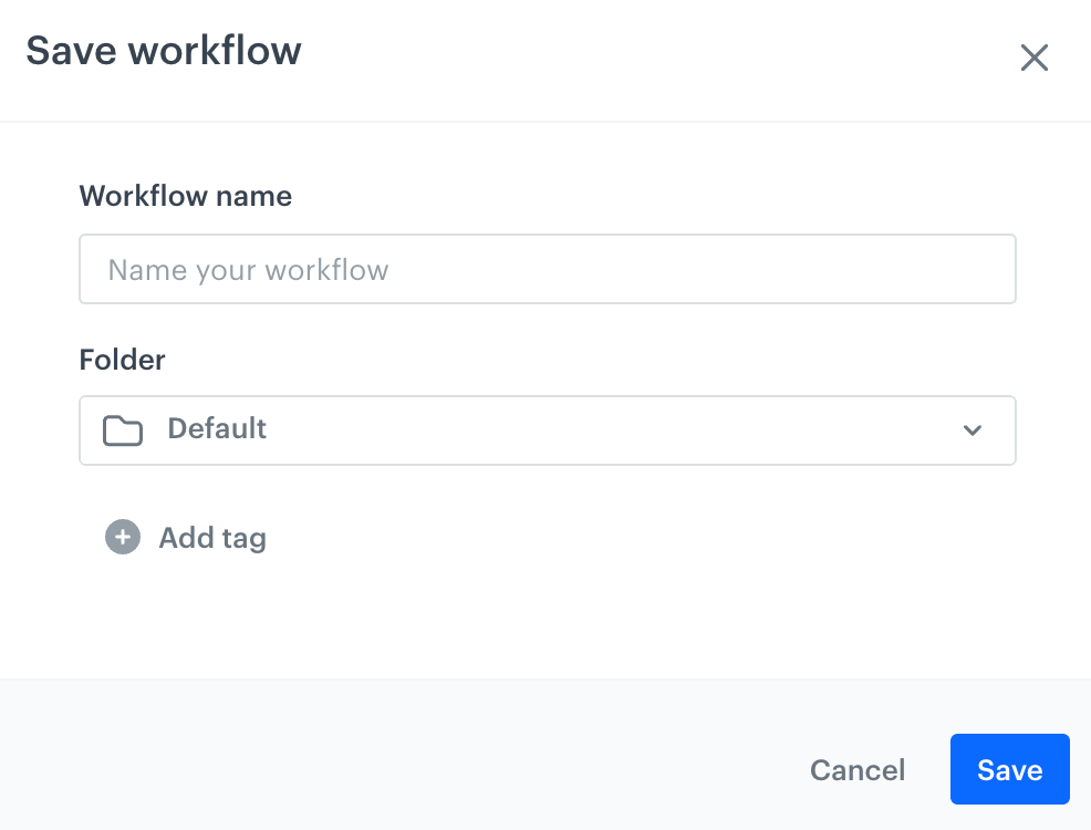 The pop-up which appears after clicking the Save button in the workflow
