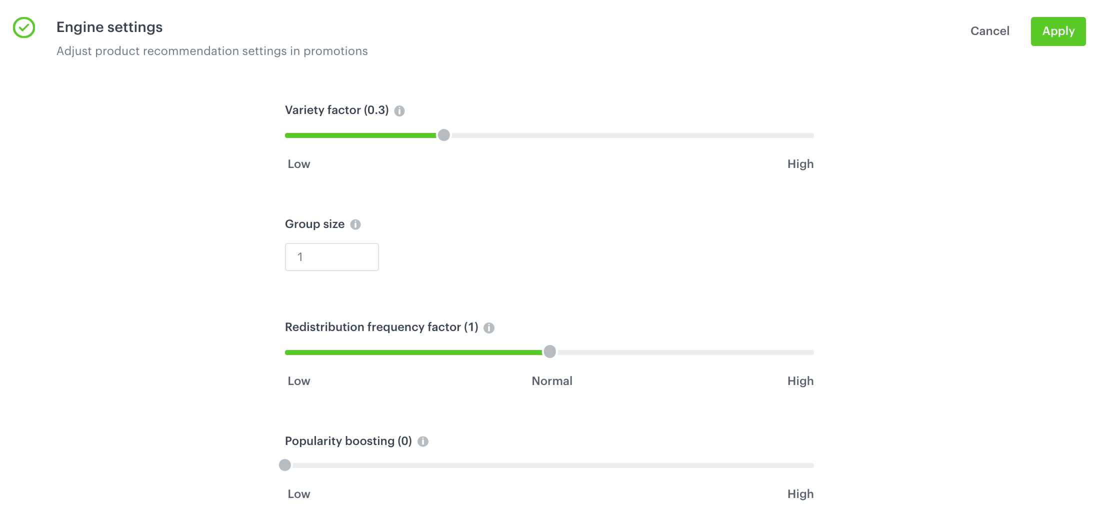 AI engine boosting settings