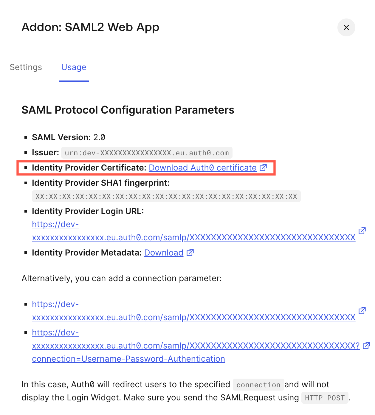 Certificate in Auth0