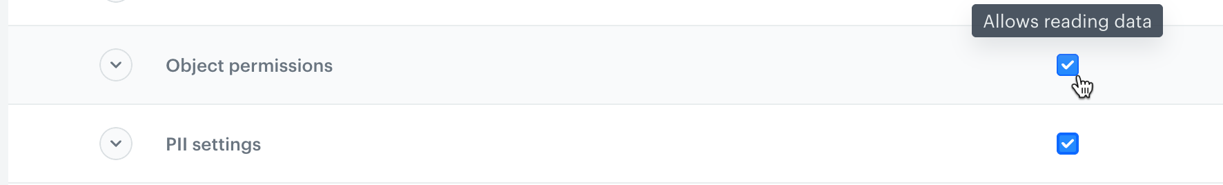 A fragment of permission list which is available in Settings > Roles, after clicking a role, the editing view displays, and the Permission section is available in which you can find this list 