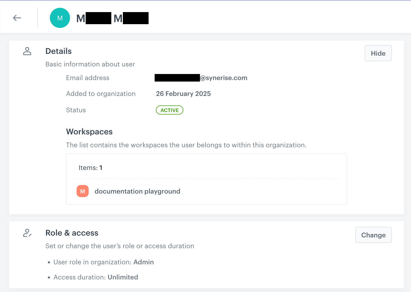 Organization user details