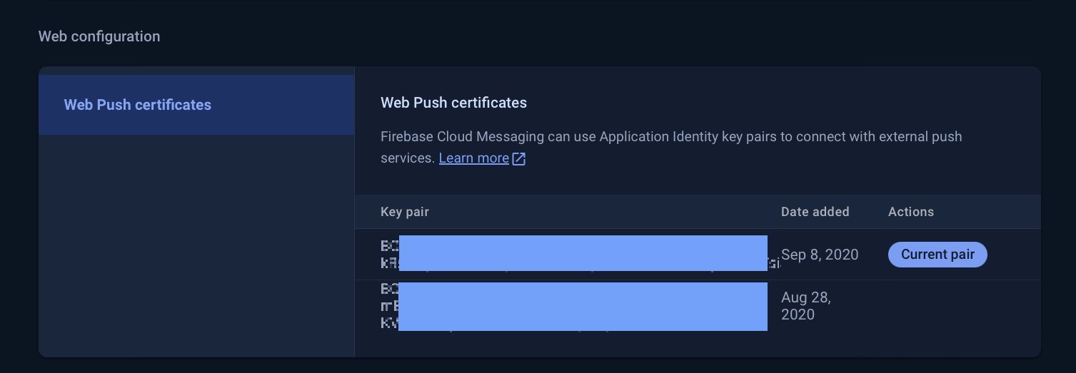 Cloud Messaging section