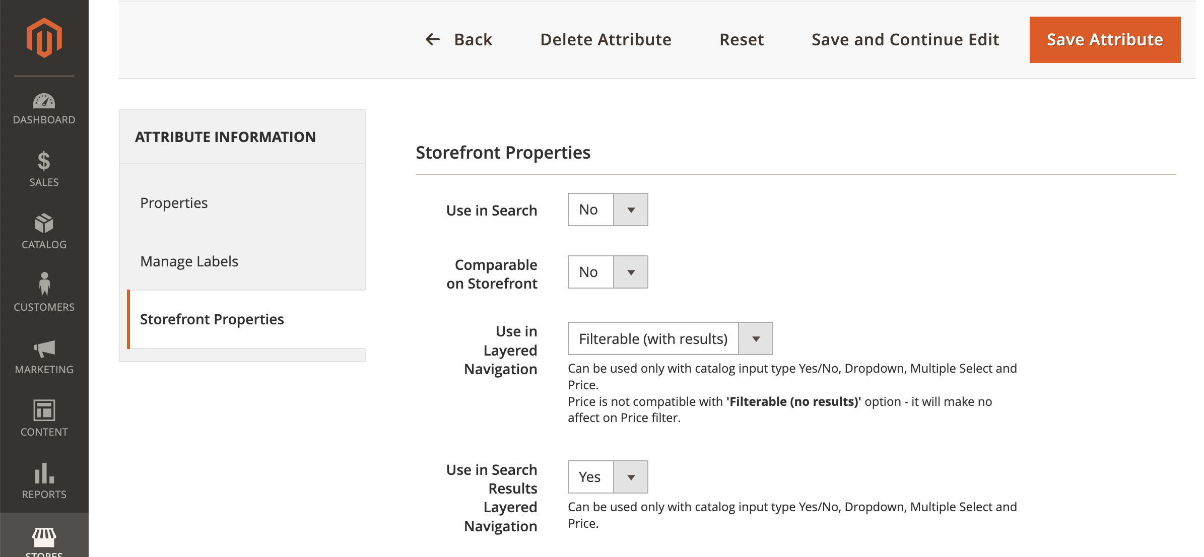 Assigning an attrtibute to be available on the list of searchable, filterable, and sortable attributes