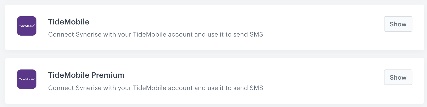TideMobile integrations on the list of integrations in Settings > Apps & Services