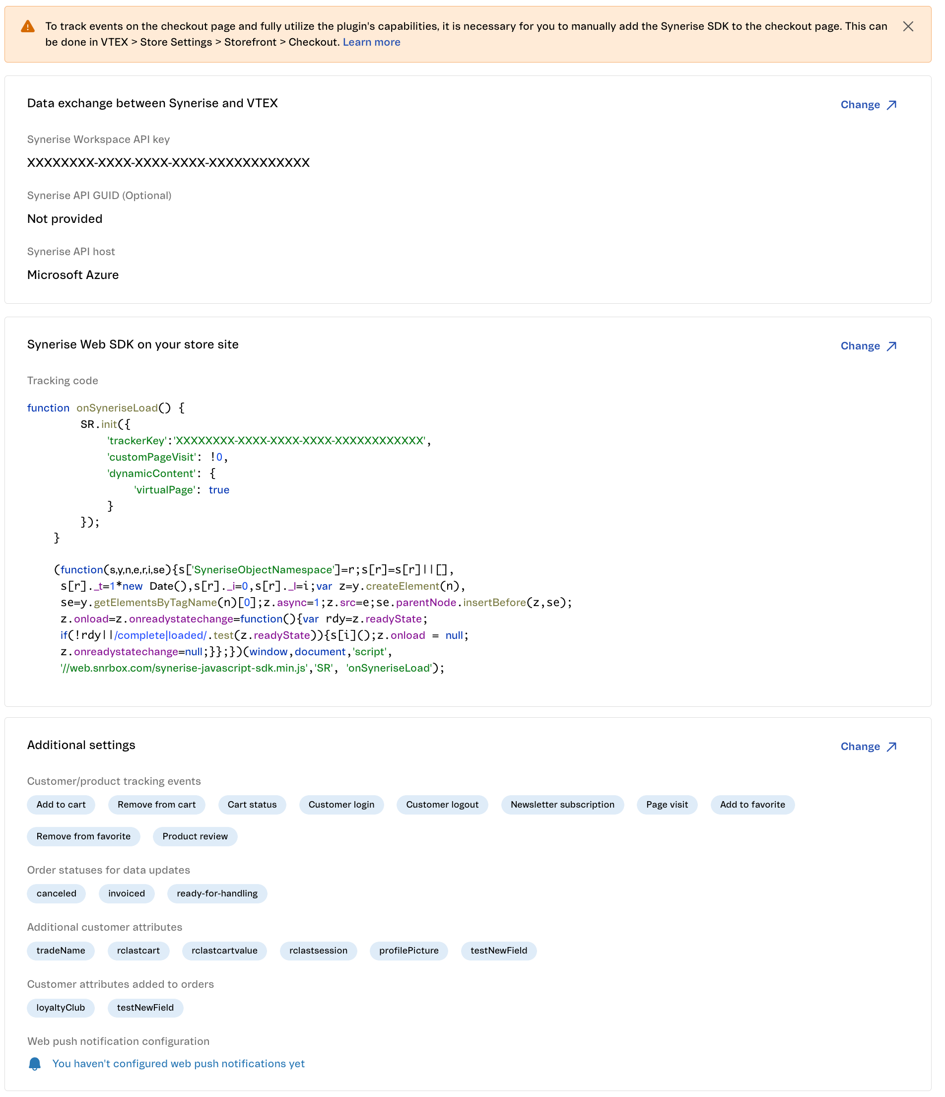 Summary of the settings in the Configuration section