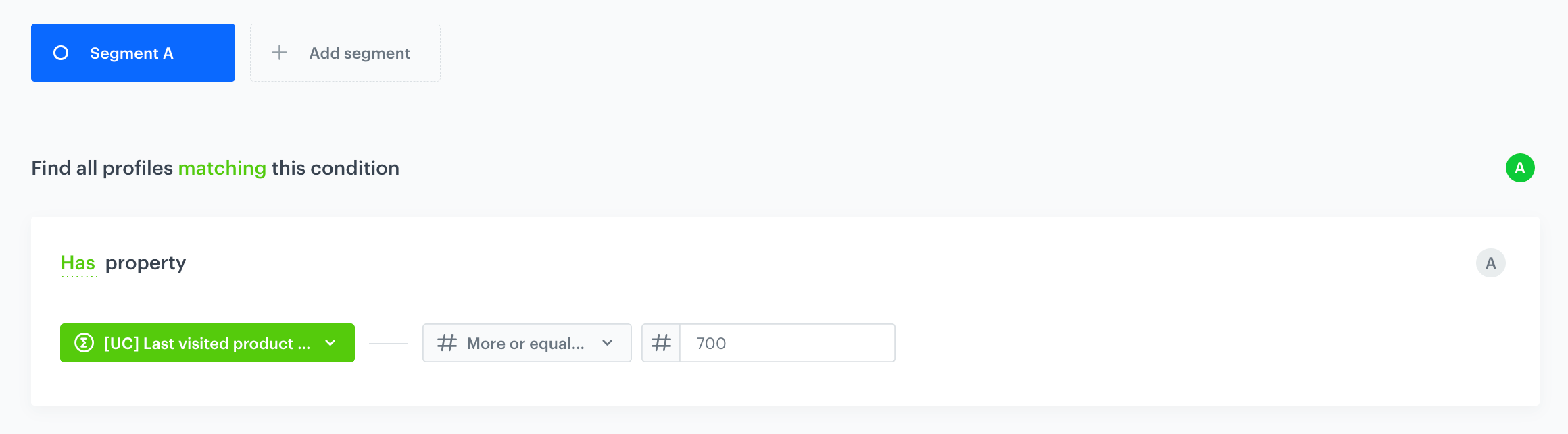 The view of the segmentation configuration