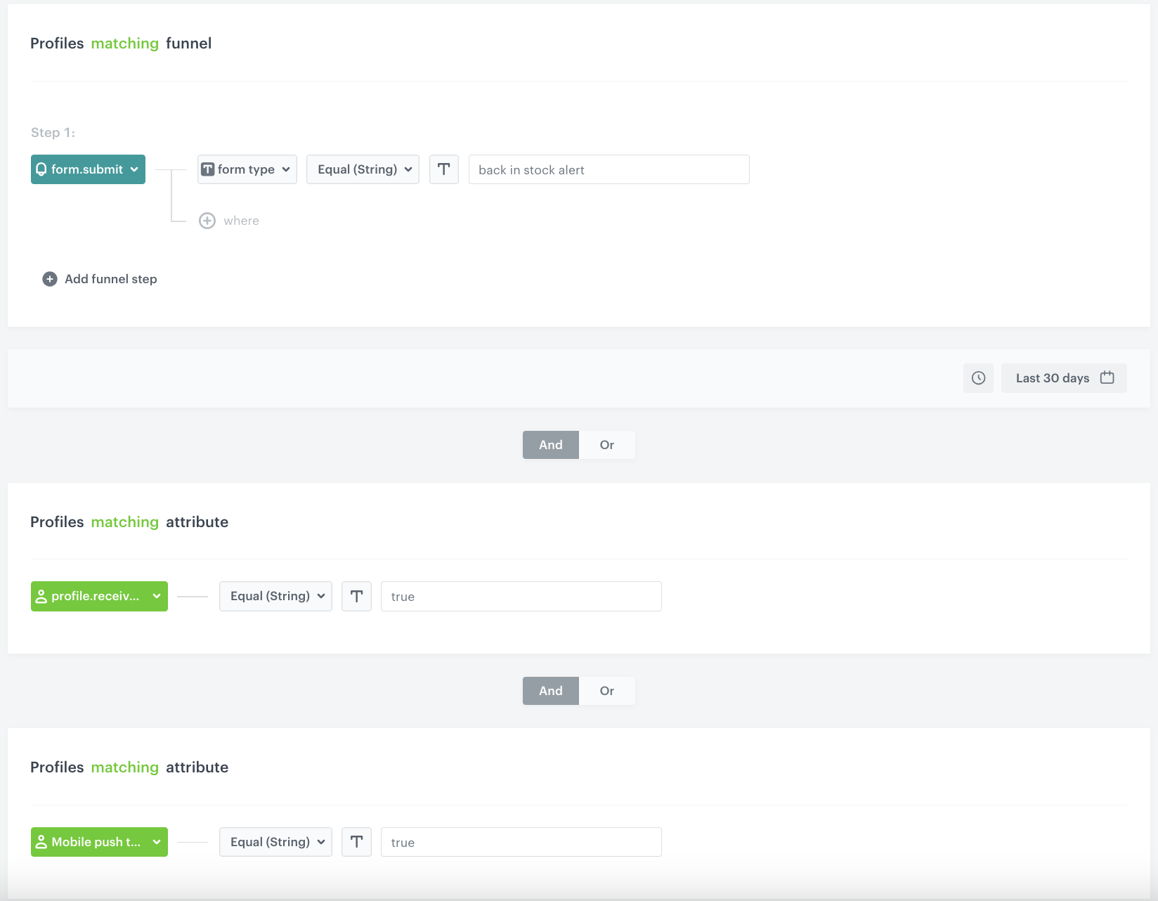 Configuration of the Audience node