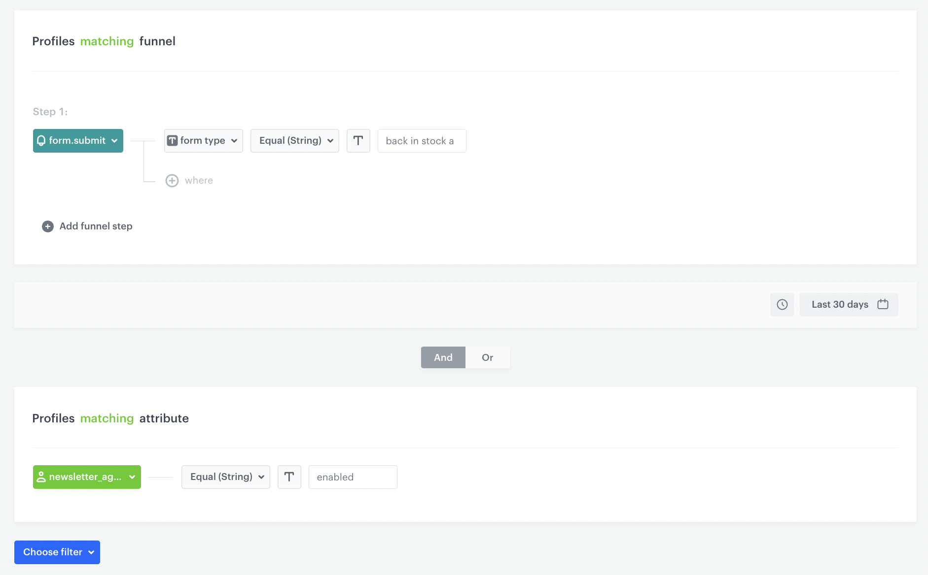 Configuration of the Audience node