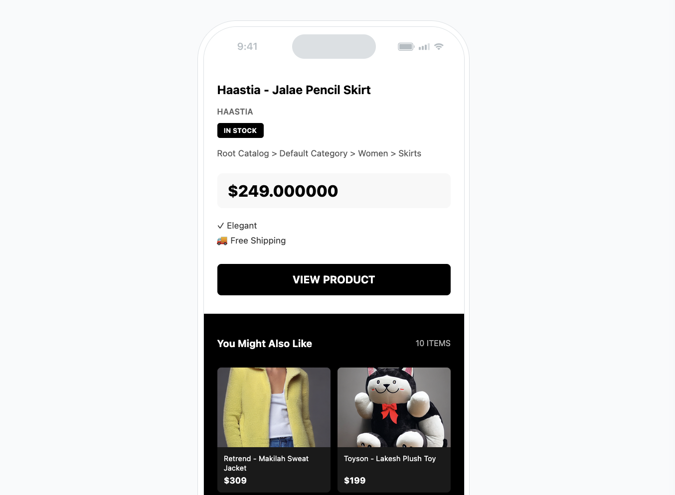 In-app message example