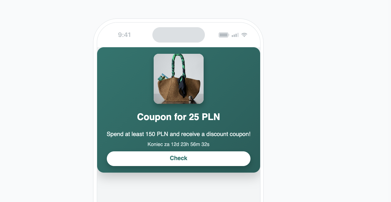 In-app message example