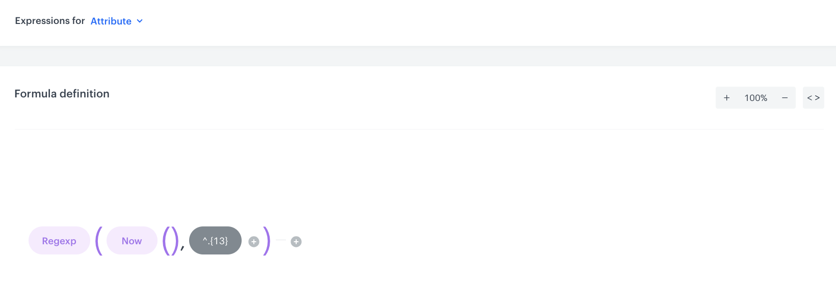 Configuration of the current timestamp expression with Regexp and Now functions