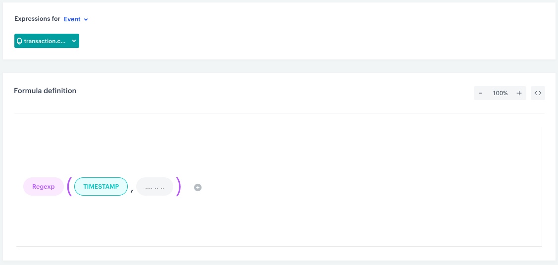 The view of the configuration of the expression returning transaction date