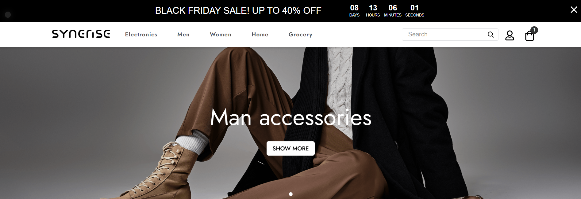 Countdown timer bar on the home page