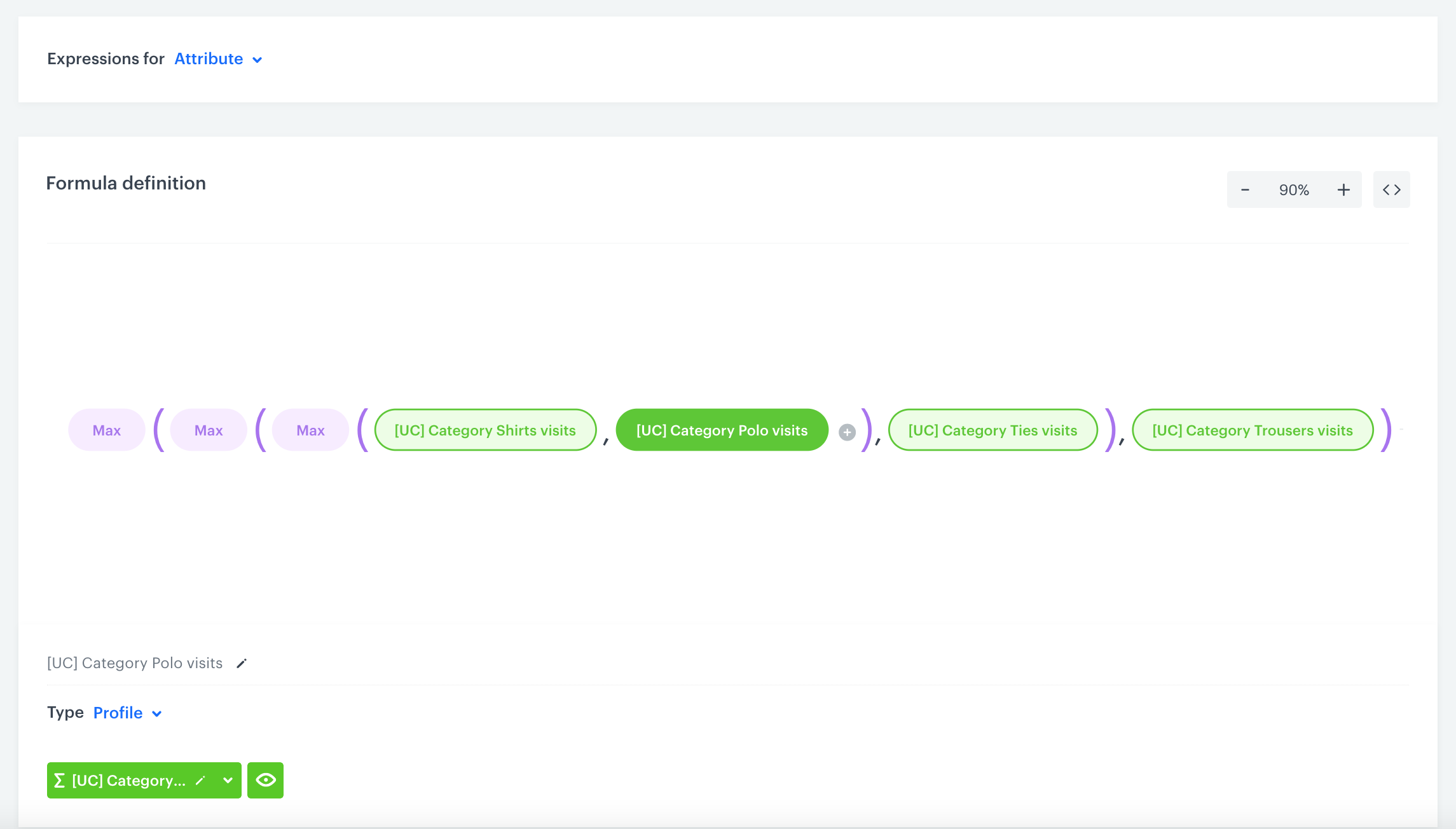 Filled settings of the expression