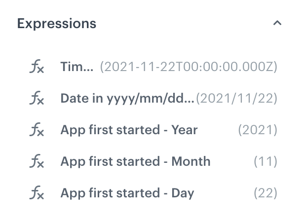 Expression results in a customer profile