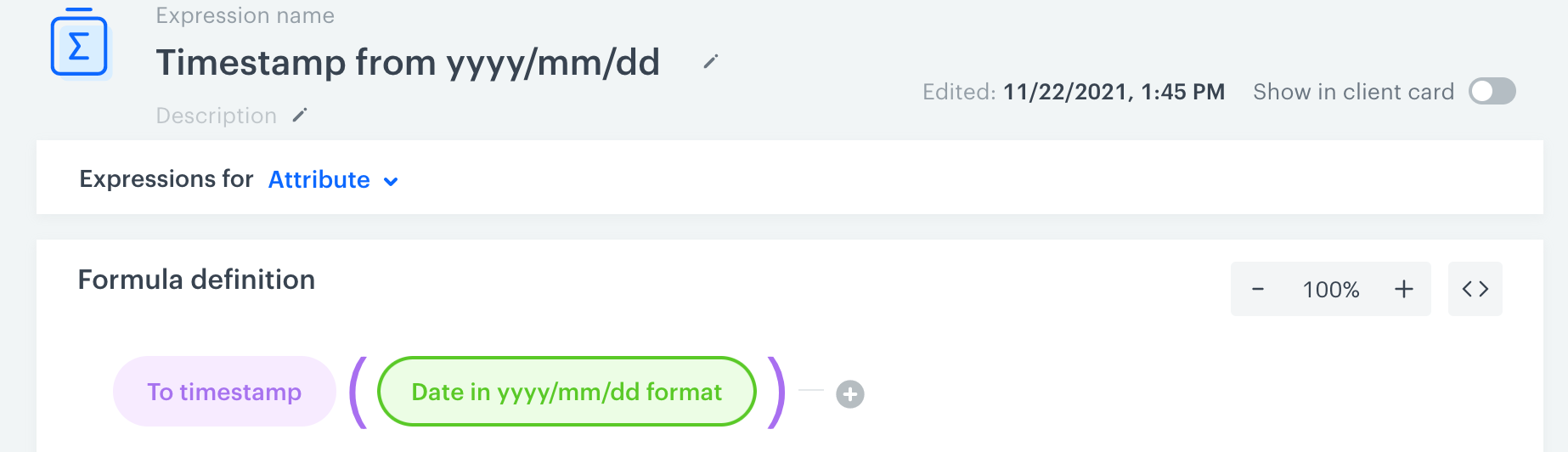 Expression that converts yyyy/mm/dd into a timestamp