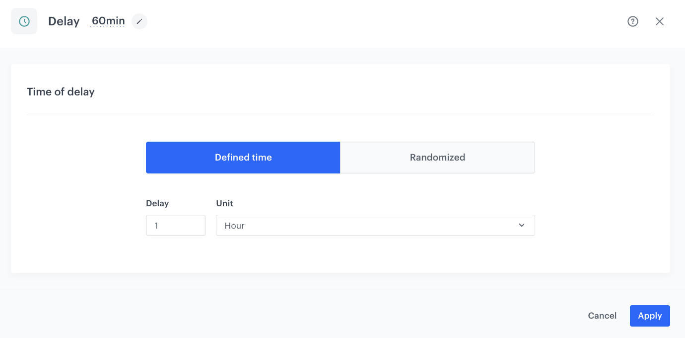 Configuration of the Delay node`