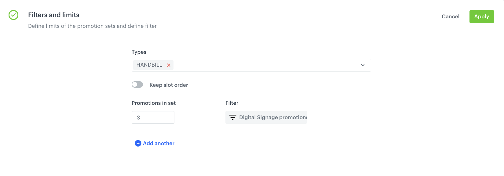 Filters and Limits configuration