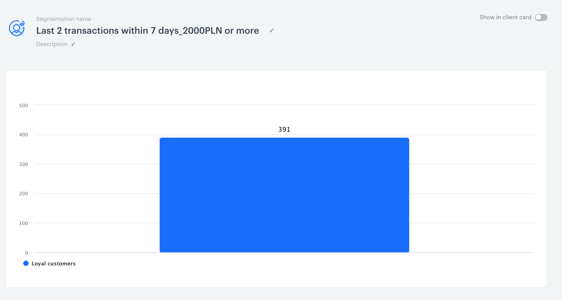 Screenshot presenting dynamic segmentation