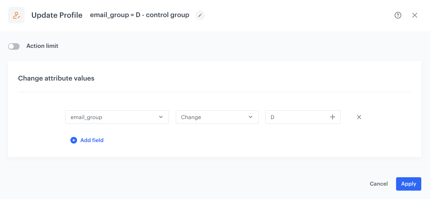 The view of the Profile filter node configuration