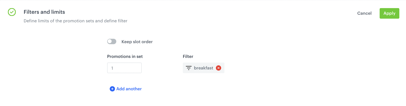 Filters and Limits configuration