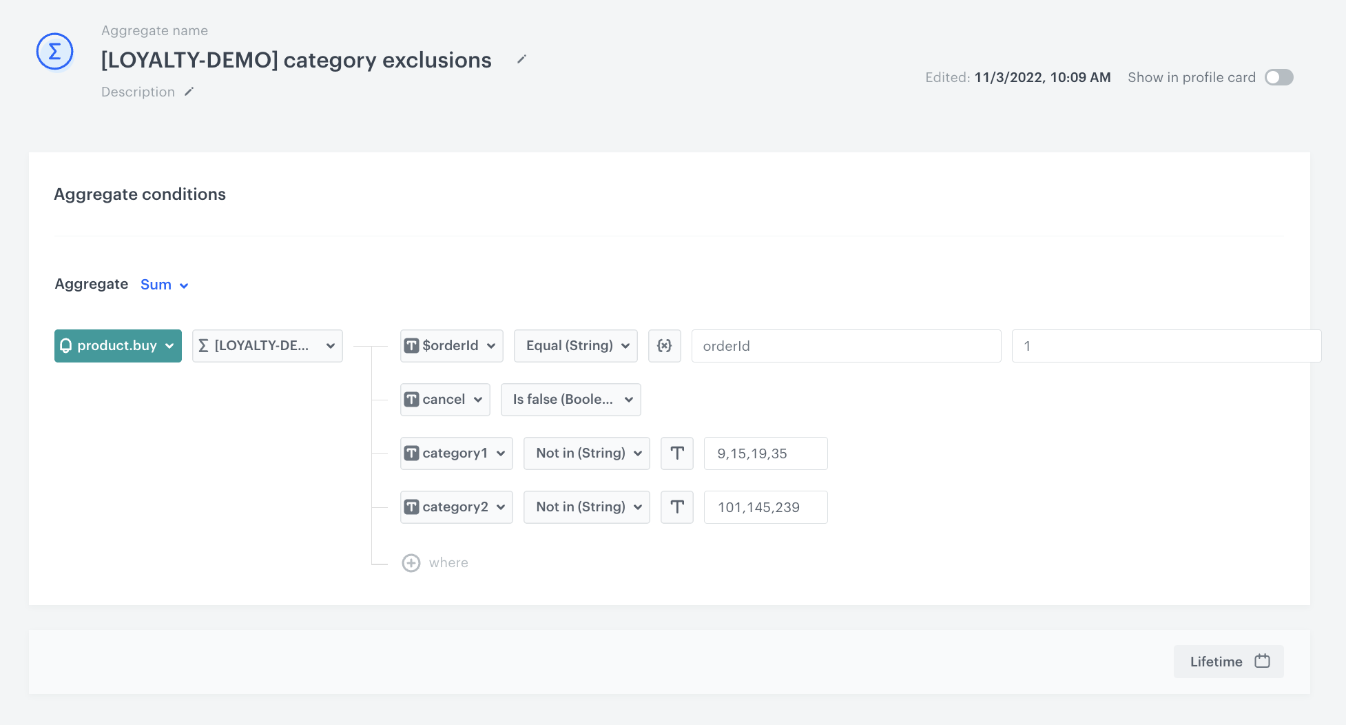 Aggregate settings