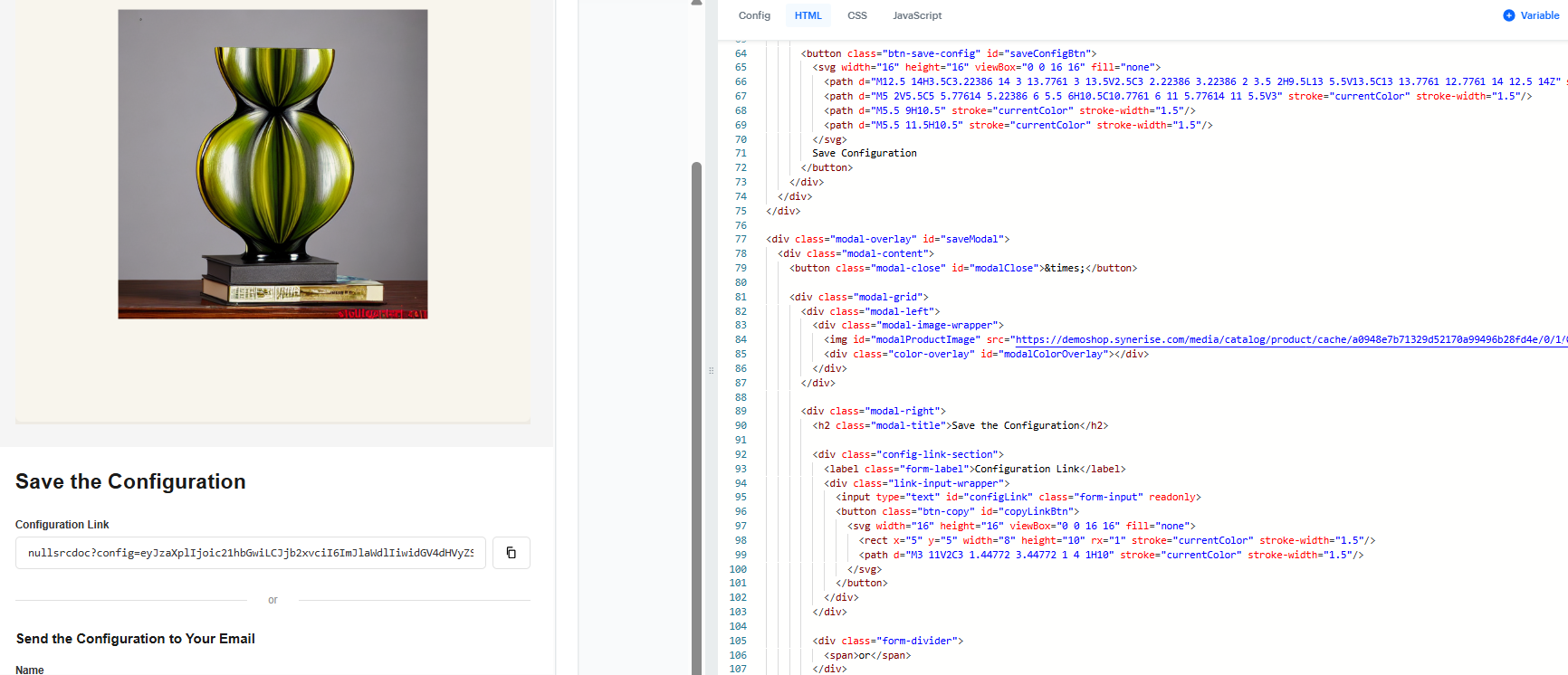 The view of the dynamic content template