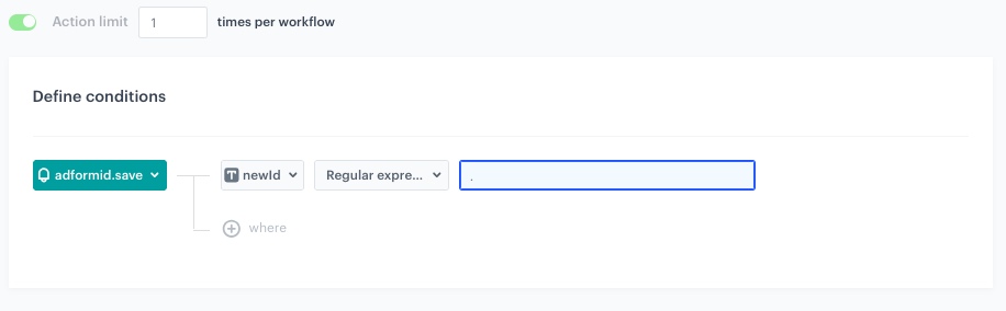 The configuration of the Profile Event node