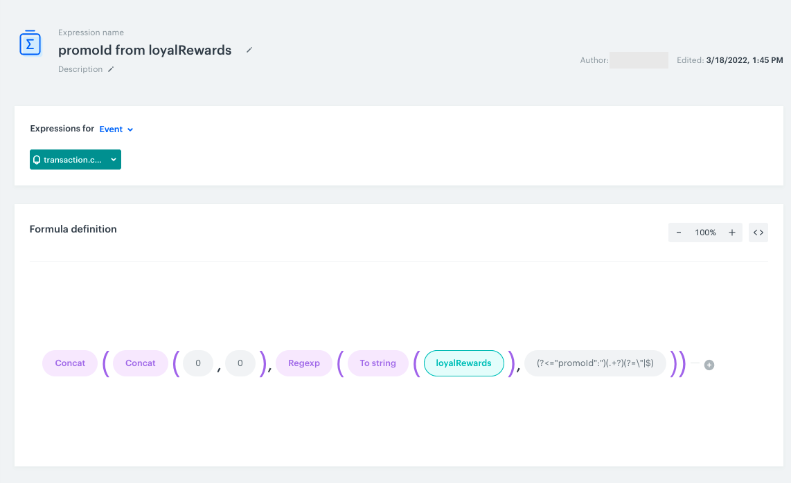 Expression adding zeros to the parameter