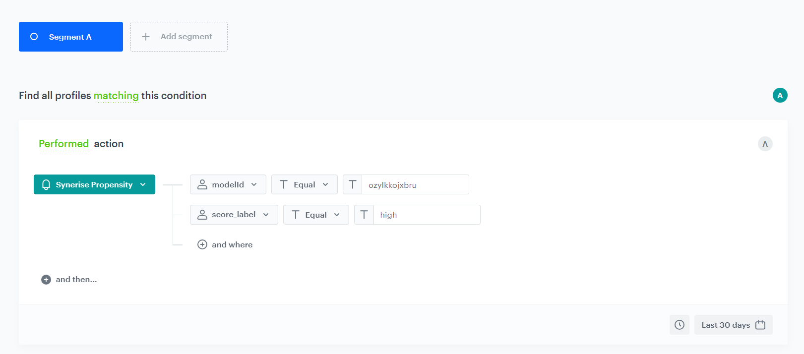 The view of segmentation configuration