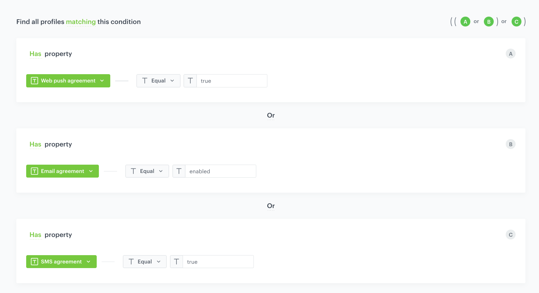 The view of the segmentation configuration