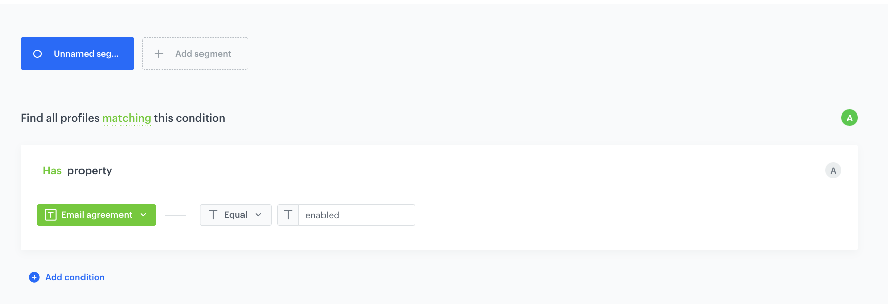 The view of the segmentation configuration