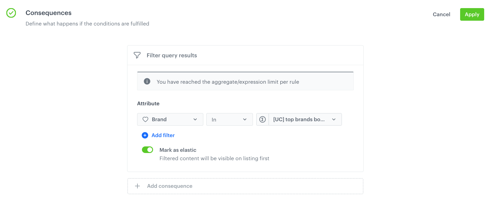 Query rule settings