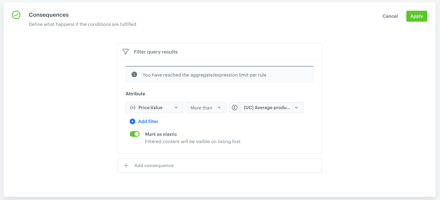 Query rule settings