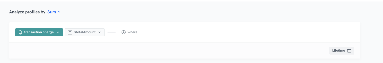 Configuration of the lifetime transaction sum aggregate