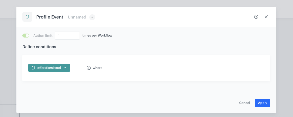 Configuration of the second Profile Event trigger node