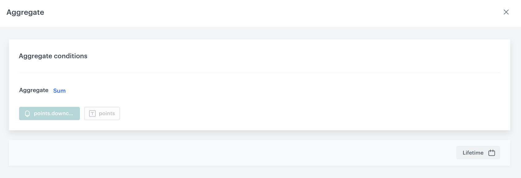 Configuration of the Manually deducted points sum aggregate within the expression