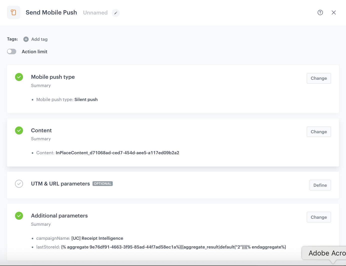 Configuration of the Send Mobile Push node