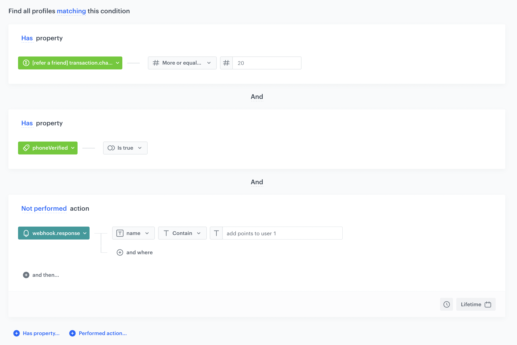 The segmentation settings