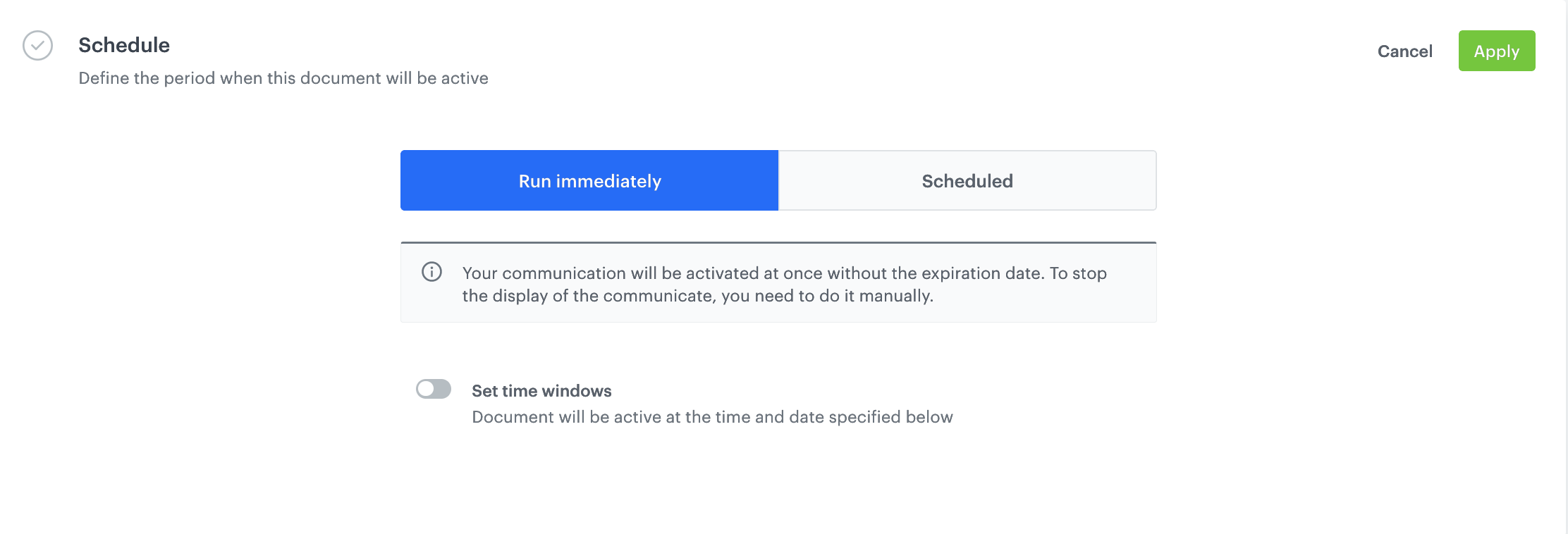 The configuration of document schedule