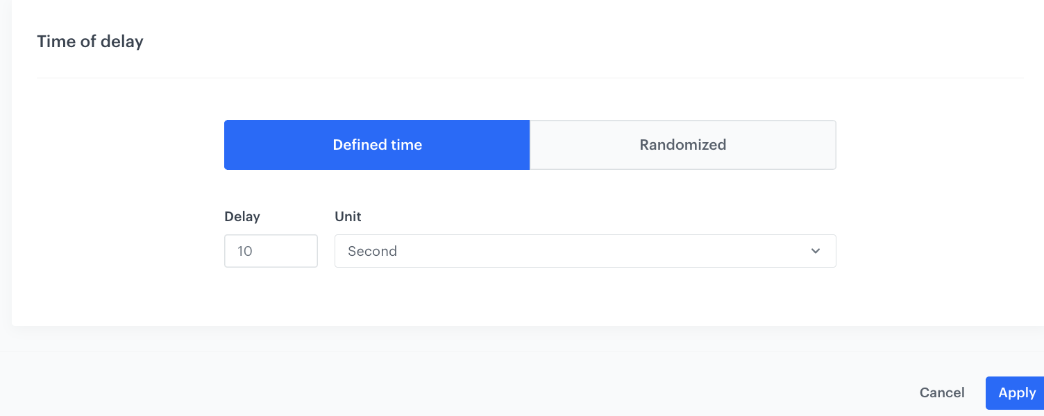 The Delay node configuration