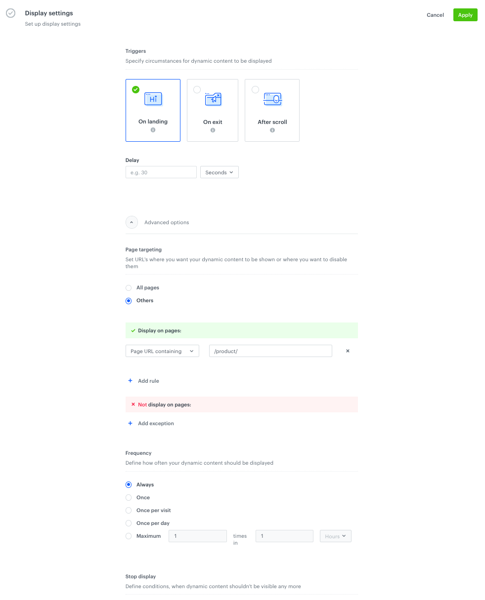 Screenshot presenting display settings