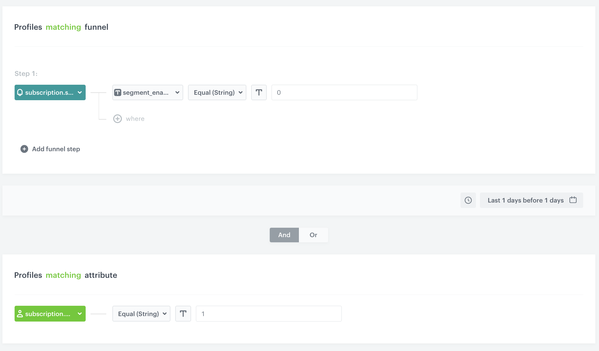 The configuration of the Audience node