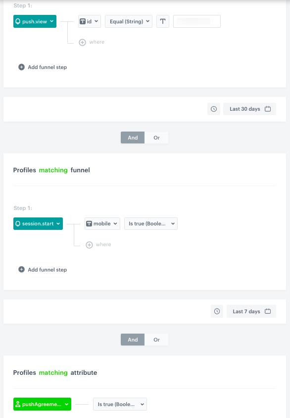 Target segmentation configuration