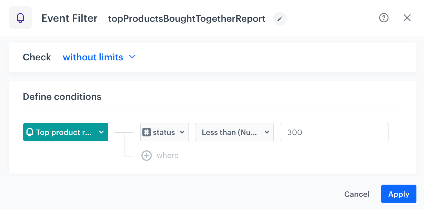 Event Filter node configuration