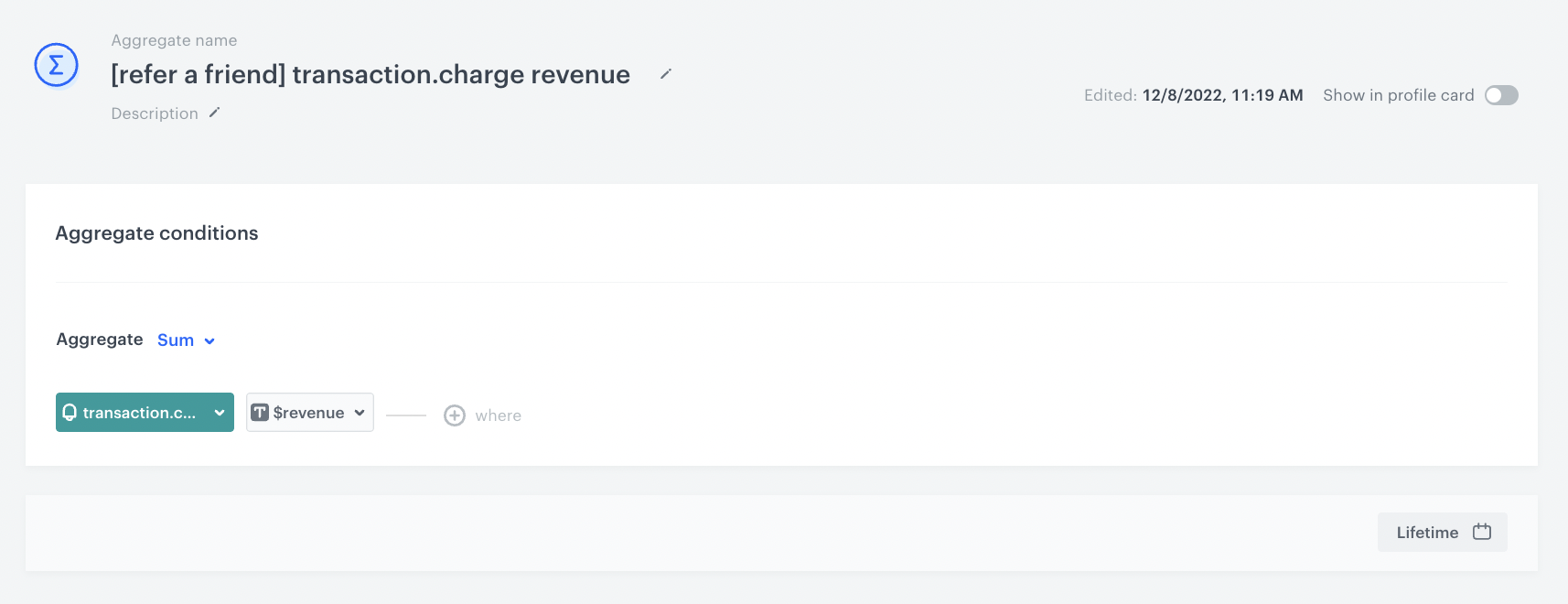 Aggregate settings